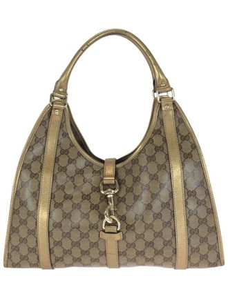 Gucci Brown GG Crystal Canvas Shoulder Bag (Authentic Pre-Loved)
