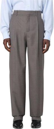 Saint Laurent Suit Trousers, male, Gray, Size: M Sophisticated Pleated Trousers