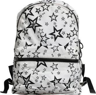 Dolce & Gabbana White DG Stars Print Nylon School Backpack Mens Bag (Pre-Owned)