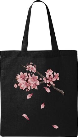 Generic Cherry Blossom Tree Japan Tokyo Nature Graphic Natural Ecological Cotton Tote Bag Black