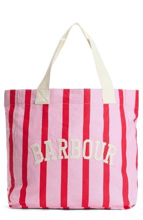 Barbour Emily Stripe Cotton Canvas Tote in Cherry Blossom at Nordstrom