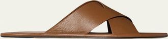 The Row Malick Leather Crisscross Slide Sandals