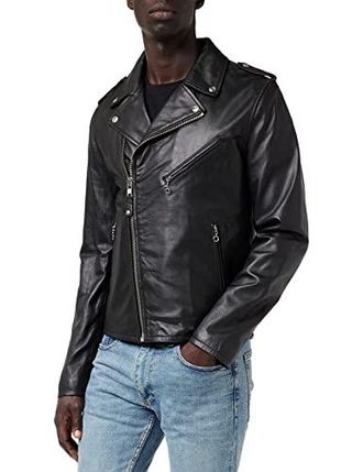 Schott NYC Herren Biker Leather Jacke, Schwarz (Black 90), XXX-Large