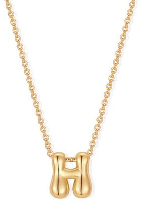 Brook & York Mini Pippa Bubble Initial Pendant Necklace in Gold H at Nordstrom