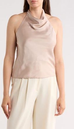 Renee C Satin Halter Top in Beige at Nordstrom Rack, Size X-Small