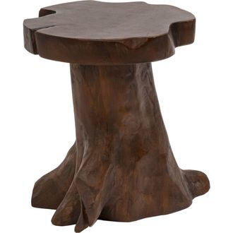 Jonathan Y Designs Amara Rustic Modern Handcrafted Live Edge Solid Teak Wood Stump Stool in Dark Brown at Nordstrom