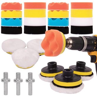 OEM Kit De Pulido De Coches De 25 Piezas: 16 Almohadillas De Esponja, 3 Adaptadores M10, 3 Ventosas, 3 Almohadillas De Lana, Suavidad Variable, Crezuo