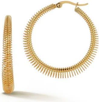 Sphera Milano Ribbed Wire Hoop Earrings in Gold at Nordstrom Rack