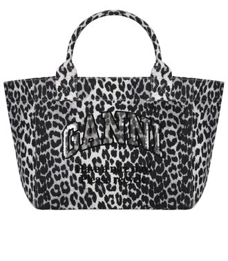 Ganni BORSA SHOPPING ANIMALIER GRIGIA GANNI