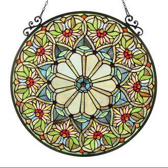 Chloe Lighting SUNNY Tiffany-glass Floral Window Panel 23.5