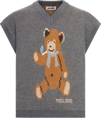Magliano Teddy Bear Vest - Heren - Spencers - Grijs - L - Wol - Truien & Vesten
