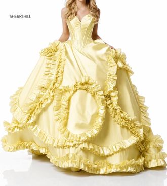 Sherri Hill Taffeta Ball Gown In Yellow