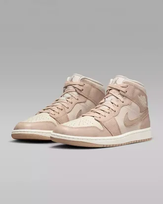 Nike Air Jordan 1 Mid SE FJ3448-200 Sneakers Womens Light Brown Lace Up TF551