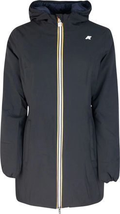 K-Way Denise St Warm Double Short Black Nylon Hooded Coat