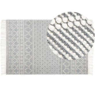 Beliani Beliani - Boho Rug Wool Hand Woven Geometric Pattern with Tassels 200 x 300 cm Beige and Grey Solhan