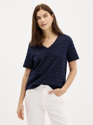 Contemporaine Womens Pointelle pattern pure organic cotton T-shirt