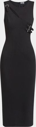 Versace Jeans Couture Baroque Buckle Sleeveless Midi Dress