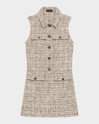 Theory Mixed Tweed Military Mini Dress