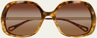 Chloé Leia 56mm Square Acetate & Metal Sunglasses