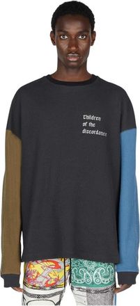 Children of the discordance Katoenen Wafel Gebreide Sweatshirt met Contrastpanelen - Heren - Sweatshirts - Bruin - M - Katoen - Hoodies & sweatvesten