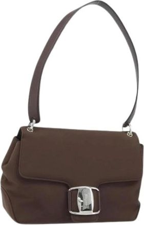 Ferragamo Pre-owned Shoulder Bag - Dames - Vintage Schoudertas - Bruin - ONE Size - Nylon - Vintage