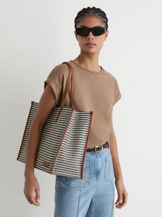 Reiss Navy & off White Striped Canvas Tote Bag