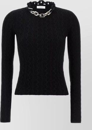 Paco Rabanne ribbed wool cashmere crew neck sweater
