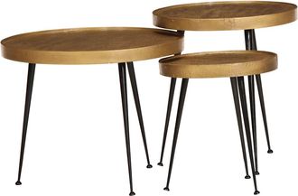 vidaXL Tavolini Da Salotto 3 Pz Oro In Legno Multistrato - Vidaxl