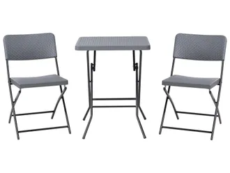 Beliani Set Da Bistrot Con Tavolo E 2 Sedie In Materiale Sintetico Gambe In Acciaio Grigio Trappeto