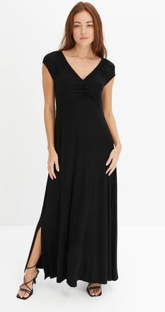 Bonprix Maxikleid BONPRIX, Damen, Gr. 36/38 (S), N-Gr, schwarz, Obermaterial: 95% Viskose, 5% Elasthan, loose fit, Kleider Maxikleid, f&uuml;r modernen Look, aus V