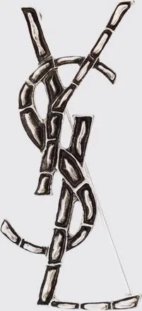 Saint Laurent Spilla in ottone cromato con monogram YSL