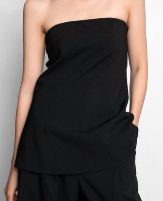 Collective Tailored Bustier Flared Top In Black