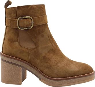 Alpe Stijlvolle Enkellaars - Dames - Laarzen met Hak - Bruin - 37 EU - Schoenen