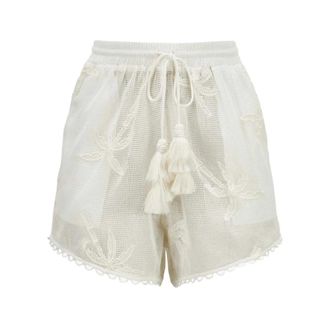 Farm Rio FARM Rio, Short Shorts, female, White, Size: XS Mesh Embroidered Shorts