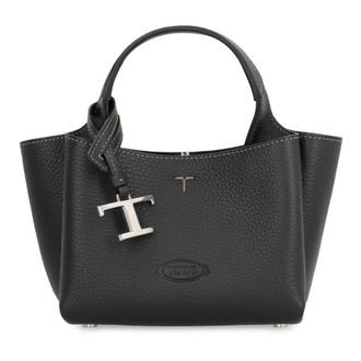 Tod's Leren handtas met afneembare bedel - Dames - Shoppers - Zwart - ONE Size - Leer - Tassen