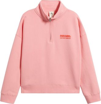 Rip Curl Surf Puff Logo Quarter Zip Sweatshirt in Pink at Nordstrom, Size Xx-Small