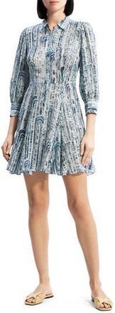 Theory Vol Silk Mini Shirtdress in Teal Multi at Nordstrom Rack, Size 10