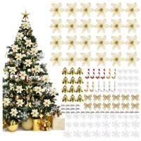 OEM Juego De 120 Flores De Pascua Artificiales Con Purpurina, Con Pinzas Y Tallos De Bayas Para Coronas De &Aacute;rbol De Navidad Y Decoraci&oacute;n De Bodas - Crezuo