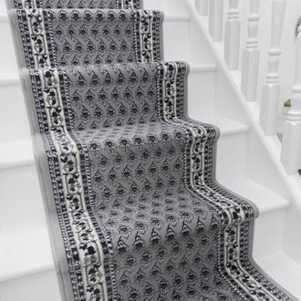 Runrug Stair Runner Carpet for Staircases - Soft & Comfy, 9mm - Peacock in Grey | Size: 60 cm x 720 cm