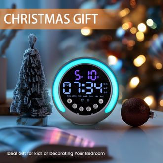 OEM Reloj Despertador Multifuncional Para Ni&ntilde;os Con 5 Niveles De Brillo, Iluminaci&oacute;n Rgb, Funci&oacute;n De Alarma Luminosa, Calendario, D&iacute;as De La Semana Y Fech