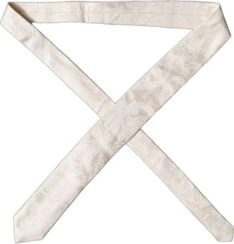 Dolce & Gabbana Ties, male, White, Size: ONE SIZE Floral Silk Adjustable Tied Necktie