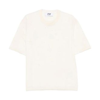 Golden Goose T-Shirts, female, White, Size: XS Distressed Cotton T-Shirt