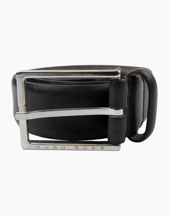 HUGO BOSS Mens Hugo Boss Branded Metal End Tip Belt Black - Size: 120