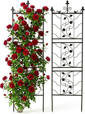 Relaxdays Relaxdays Rejilla Para Enredaderas, 2 Unidades, 172 X 50 Cm, Metal, Soporte Para Plantas Trepadoras Y Rosales, Negro