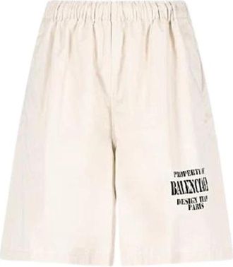 Balenciaga Ultra-Fijne Katoenen Serge Unisex Shorts - Heren - Bermuda - Beige - XS - Katoen - Korte Broeken