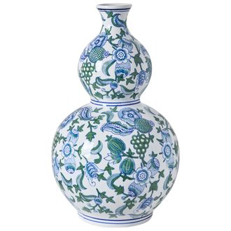 Beliani Jarr&oacute;n Para Flores Florero Accesorio Decorativo De Porcelana Blanco Y Azul Mostoles