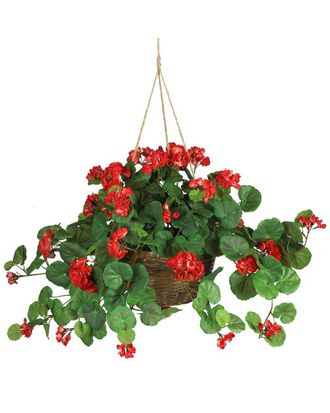 Nearly Natural Geranium Hanging Basket Silk Plant