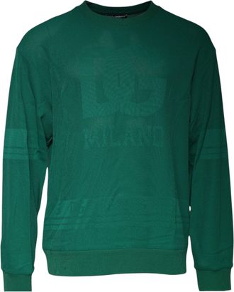 Dolce & Gabbana Mens Logo Nylon Crew Neck Sweatshirt Green Sweatshirts