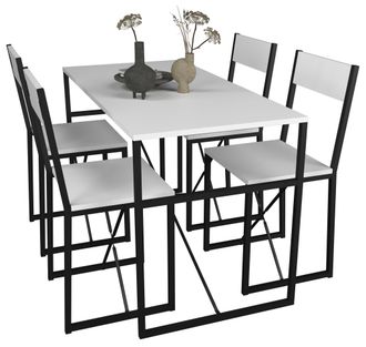 VCM Vcm - 5pcs Metal Metal Mesa De Comedor Mesa De Cocina Juego De Mesa Mesa De Grupo Sillas Insasi L (blanco)