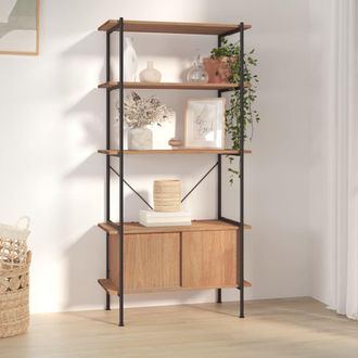 Berkfield Home 5-Tier Shelving Unit with Cabinet 80x40x163 cm Steel & Engineered Wood in Brown | Size: 80 x 40 x 163 cm